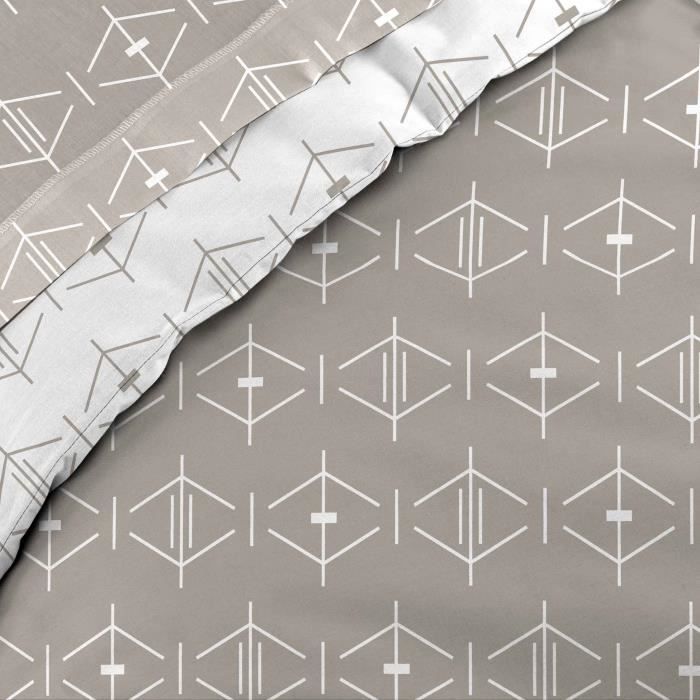Housse de couette - Aristide - Aris geometrix - 140 x 200 cm - 100% Coton - Naturel
