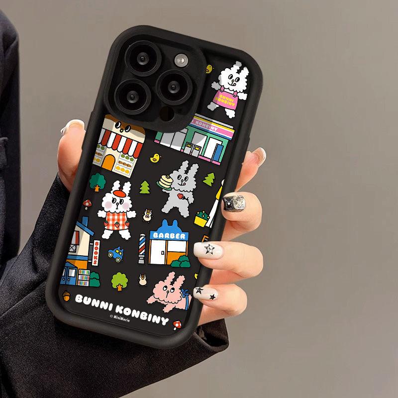 Милый кролик для чехла на телефон iPhone17PorMax 14 Apple 13 матовый 12/15 пара xs
