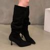 2024 Зимние уличные сапоги с круглым носком до колена женские сапоги в стиле панк на тонком высоком каблуке женские длинные сапоги Zapatos De Mujer