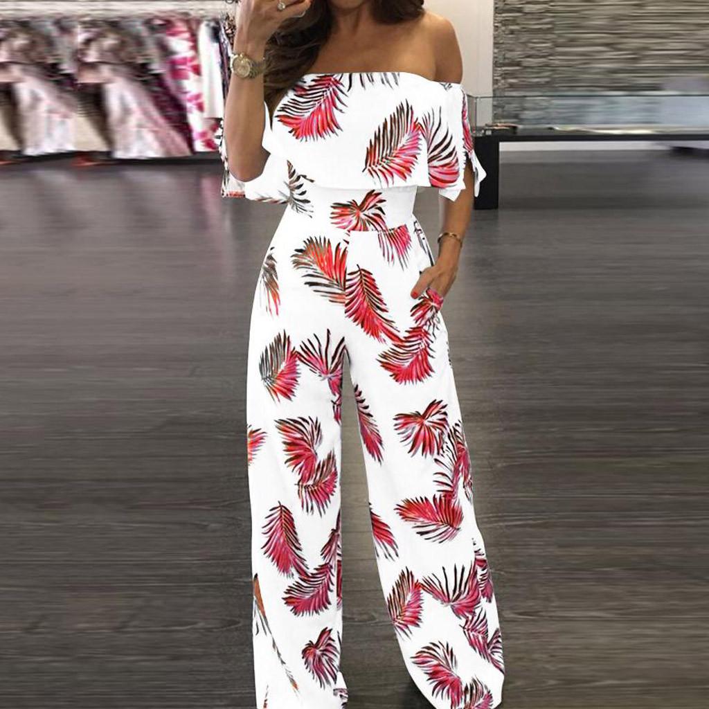 Женские повседневные модные цельные брюки с короткими рукавами и принтом