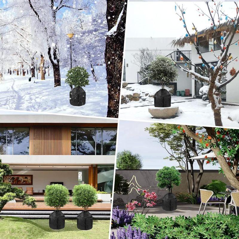 1 шт. Зимний мешок для защиты растений со шнурком и молнией, дышащая нетканая ткань, защищает растения от мороза, 45 x 50 см