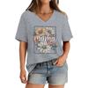 Flower Mama Boho Vintage T-shirt Happy Mother's Day Gift Classic Tops Mama V-neck T Shirts Casual Short Sleeve Tee