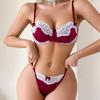 Новый европейский и американский комплект бюстгальтеров Сладкий розовый кружевной край Утягивающий бюстгальтер Сексуальный комплект нижнего белья