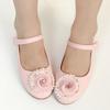 Большие цветы Элегантные туфли принцессы 2024 года, однотонные, весна-лето, новые детские туфли на плоской подошве для вечеринок, свадеб, шоу, универсальные детские туфли
