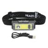 Induction COB Headlight XPE COB Headlamp Fixed Focusing Waterproof TYPE C Fast Charging Headlight with LED Indicator