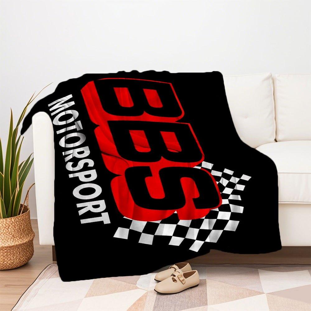 BBS Motorsport Racing Wheel Checkered Flag Sticker DecalBlanket Flannel Throw Blanket for Sofa, Bed, Travel, Camping, Office, Couch, Chair,