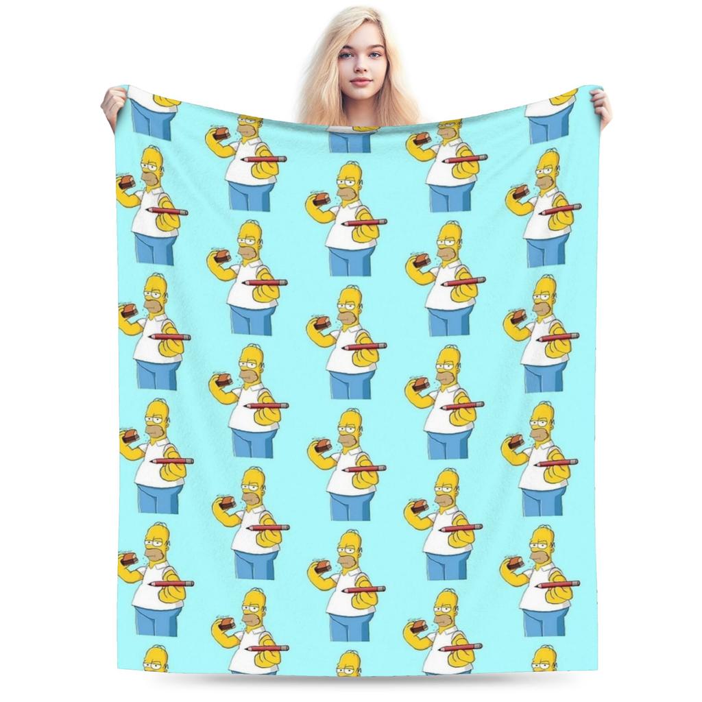 Funny S-Simpsons Cartoon Characters Warm Cozy Blanket Funny Picnic Throw Blanket Home Decor Flannel Bedspread Sofa Bed Cover