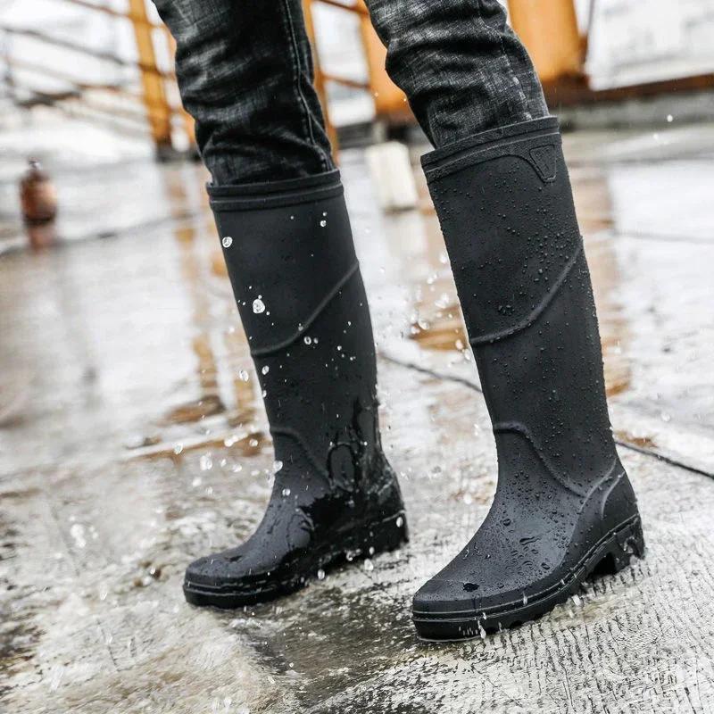 Модные водонепроницаемые и нескользящие резиновые мужские туфли, рабочие галоши для городских подростков, резиновые сапоги, мужские резиновые сапоги, в продаже резиновые грязевые сапоги