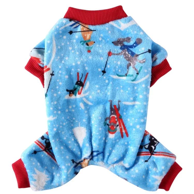 Christmas Dog Print Pajamas, Warm Jumpsuits, Coat for Small Dogs, Puppy, Cat, Chihuahua, Pomeranian, Winter Clothes