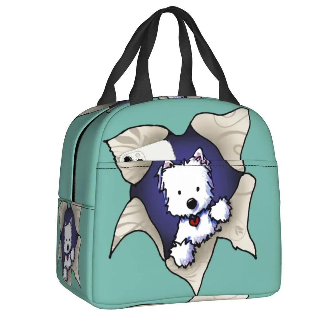 Life Lemons Westie Dog Insulated Lunch Bags for Outdoor Picnic West Highland White Terrier Portable Cooler Thermal Lunch Box Kid