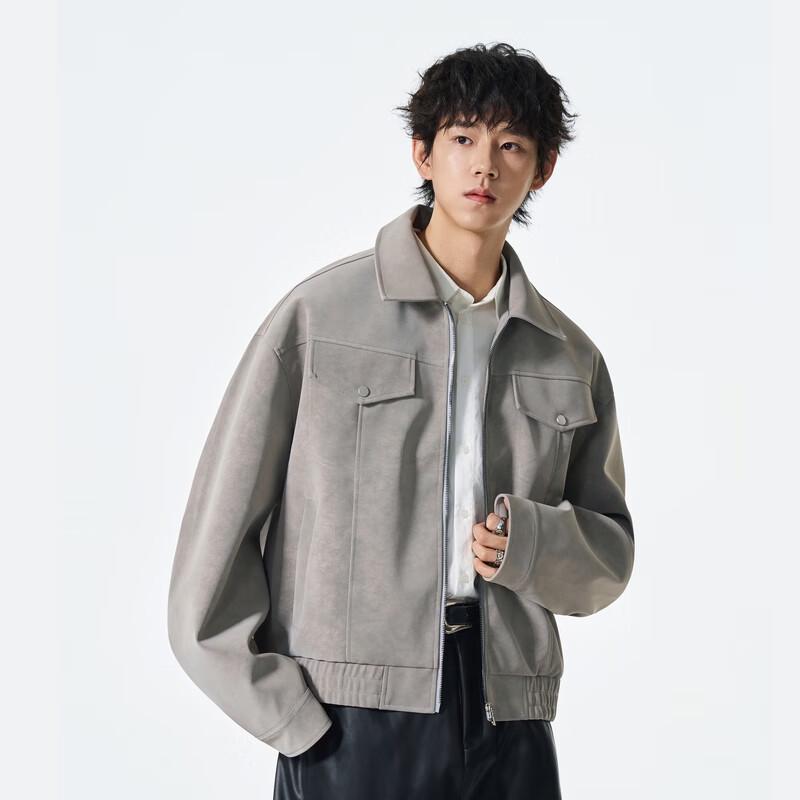 Мужская куртка из искусственной кожи с эффектом велюра и потертым лацканом