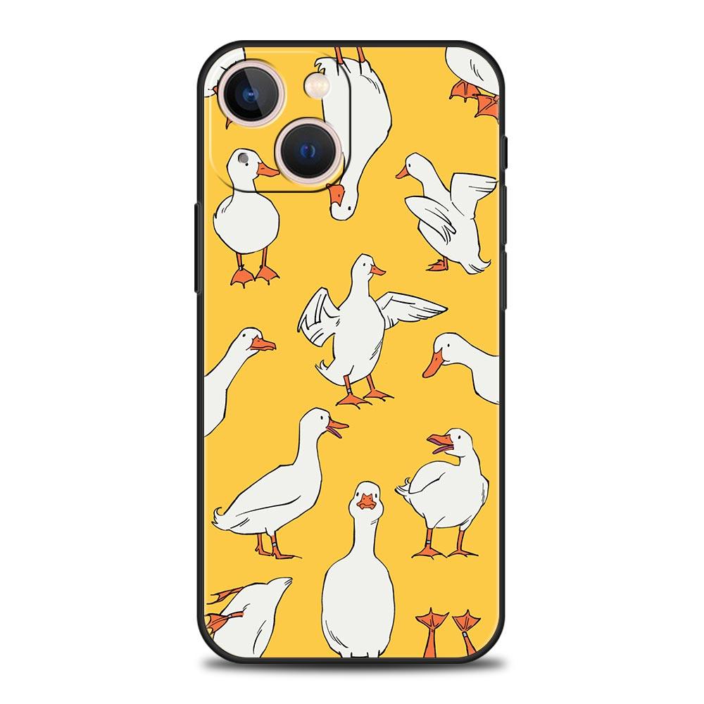 Cartoon Duck Goose Game Luxury Phone Case For iPhone 15 14 13 12 Mini 11 Pro Max XS X XR SE 7 8 Plus Soft Silicone Black Cover
