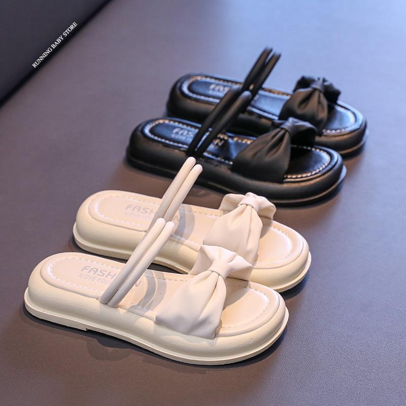 New Summer Children's Slippers Girls Princess Non-slip Soft Sole Flat Slippers Little Girl Shoes Bow Tie Slippers Outdoor I07042