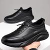Men's Shoes 2024 Autumn Trendy Sneakers Soft Sole Breathable Black British Men's Outdoor Casual Sports Leather Shoes Size 38-44