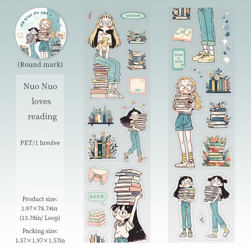 1Roll Cute Cartoon Girl Theme PET Tape 1 Roll For Scrapbooking DIY Scrapbook Collage Material Phone Case Notebook Decoration