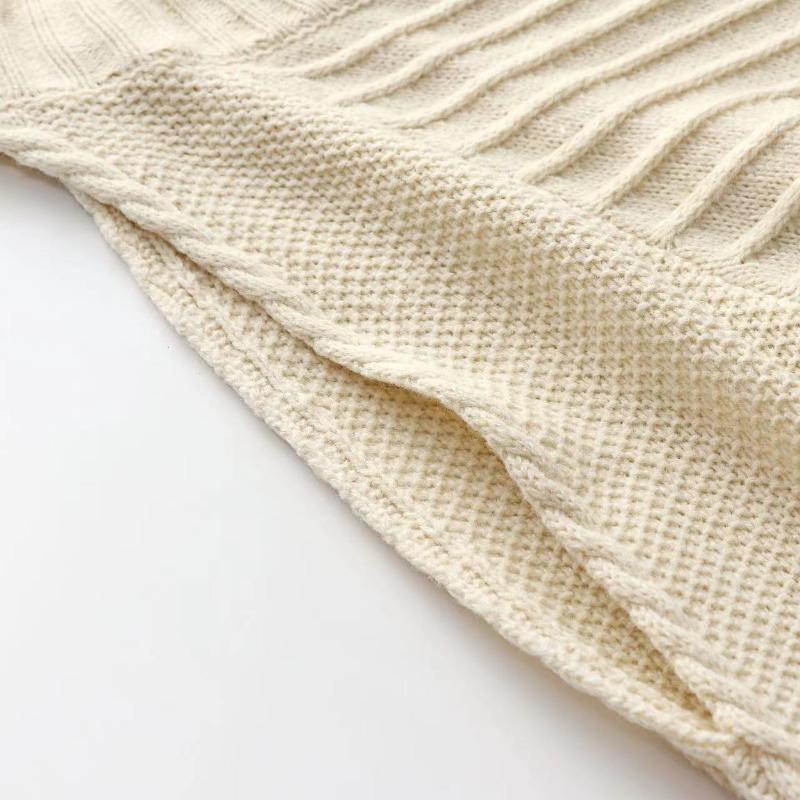 IHUASU Женский осенне-зимний однотонный трикотажный свитер без бретелек с длинным рукавом и круглым вырезом, сплетенный из витой веревки