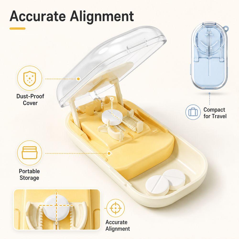 Reusable Pill Cutter Box Portable Pill Cutting Container New Pill Cutter  Home Use
