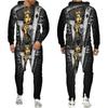 Mens Tracksuit Autumn And Winter Hoodie +Pants Two Piece Set Cool 3D Skull Print Mens Fashion Hoodies Sweatshirts Suits