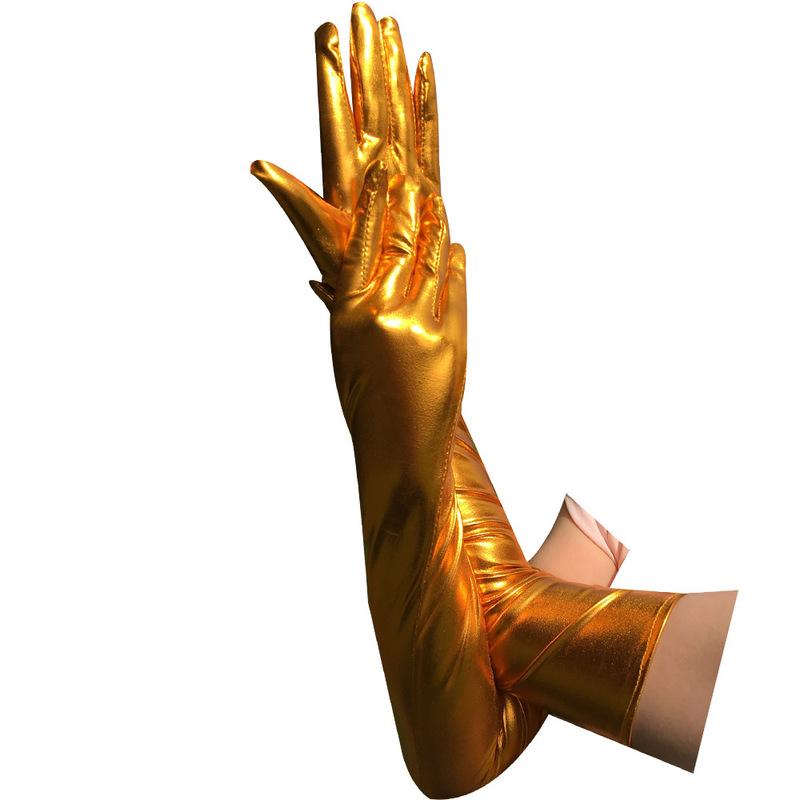 Женские длинные перчатки из блестящей искусственной кожи для латекса, лакированные кожаные перчатки с длинными пальцами, локоть, аксессуары для косплея