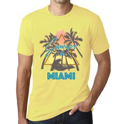 Мужская винтажная футболка с рисунком Футболка Summer Triangle Miami Pale Yellow
