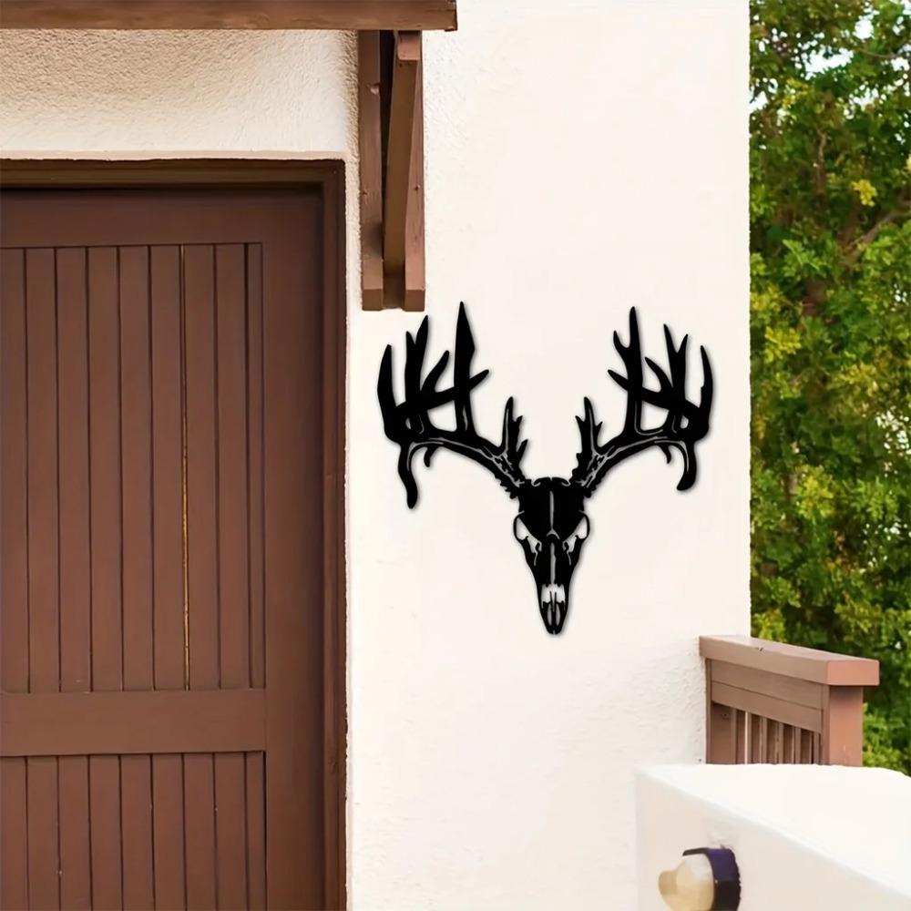 Металлический настенный декор «Искусство оленя» - Знаки «Череп и голова оленя» - Железные изделия для гостиной - Уникальное металлическое настенное искусство и наклейки