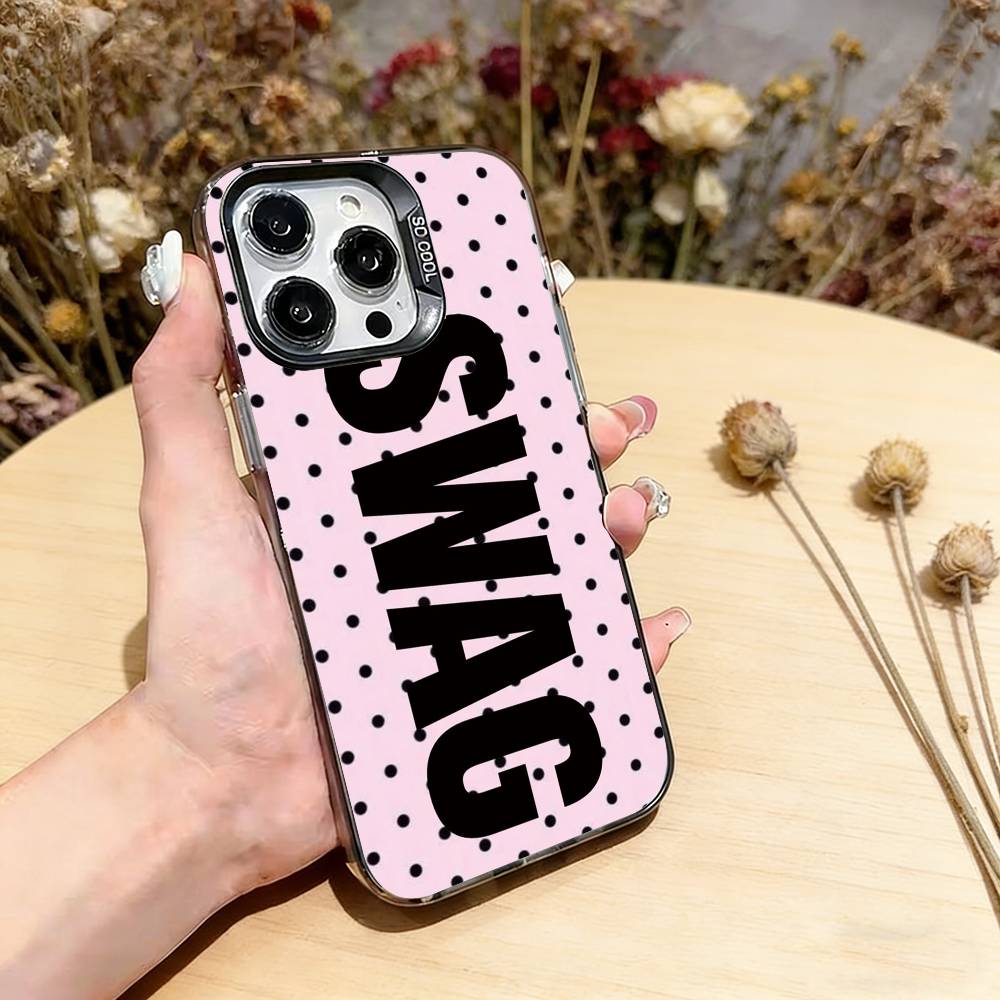 Роскошный чехол для телефона в стиле Y2K SWAG для iPhone 17,16,15,14,13,12,11 Plus,Pro Max,XS, Цветной серебристый чехол для телефона Funda Cover