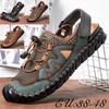 Breathable Mesh Sandals for Men Summer Casual Beach Sandals Genuine Cowhide Flats Sandals Wading Sandals Plus Size 38-48