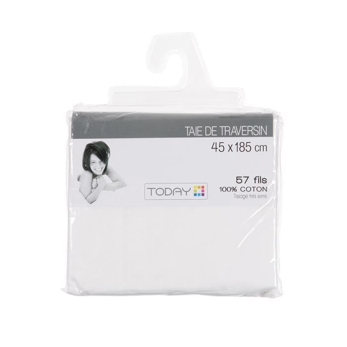 Bolster Cover - WHITE - 45 X 185 Cm - 100% Cotton - Very Tight Weave - Washable At 40°C