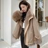 Winter Jacket Outerwear Women Long Warm Suede Parka Coat Patchwork Long Sleeve