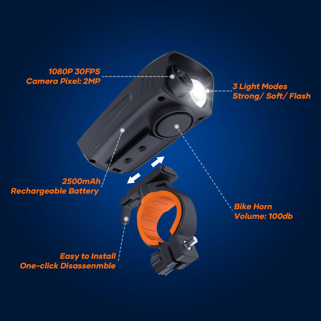 1080P 30FPS Multifunctional Cycling Camera Bicycle Camera Motorcycle Camera Rainproof with LED