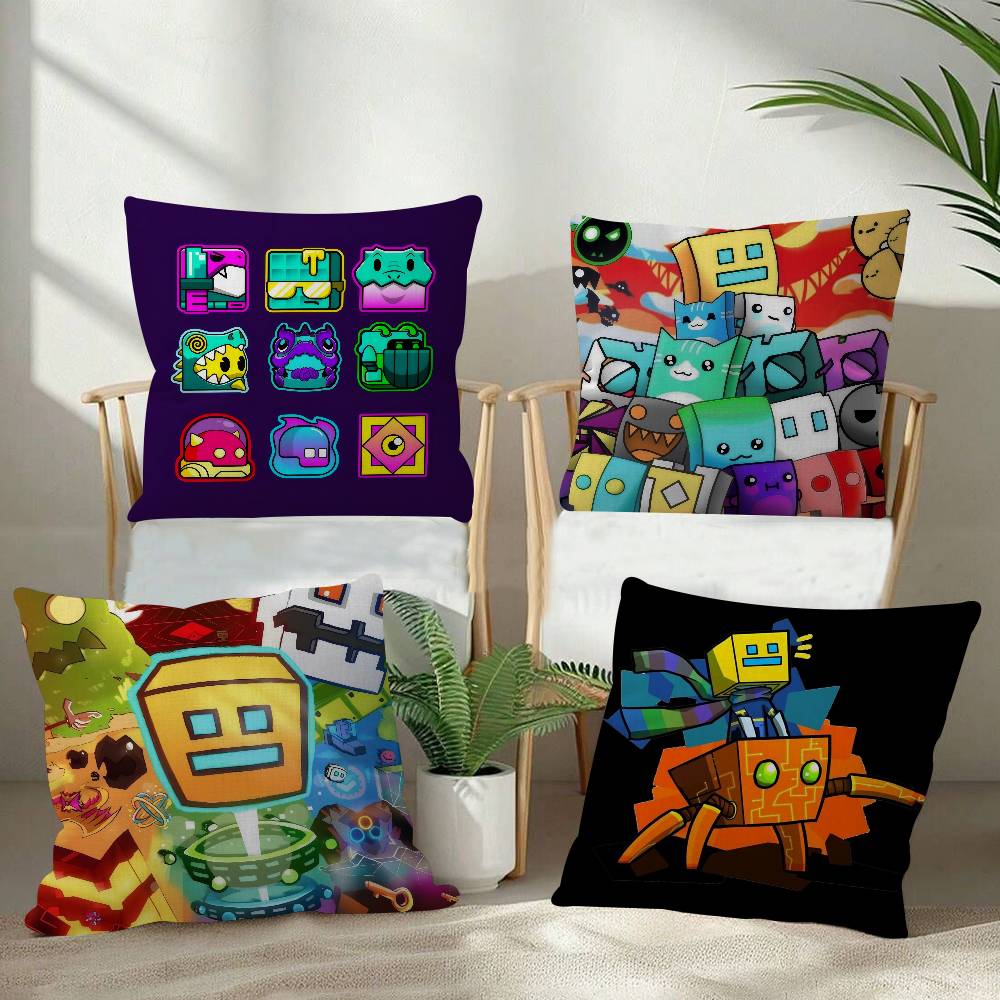 Game Geometry cartoon Dash Pillow Gift Home Office Decoration Bedroom Sofa Car Cushion Cover case 45x45