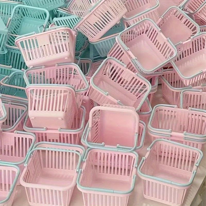 10 шт. Мини-пластиковые корзины для хранения цветов макарон с ручками, Универсальный органайзер для дома, вечеринок, подарков и тележек для покупок, Полочная корзина