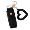 Lipstick Clip Keychain Pendant with Mirror Imitation Leather Lip Gloss Holder Heart-Shaped Pendant Alloy Key Ring