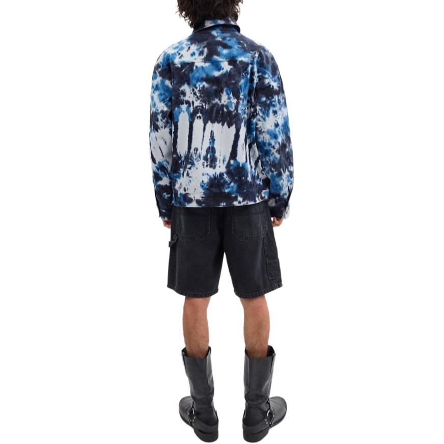 Coach FW24 Логотип Тай-дай Поло Воротник Куртка с длинным рукавом Мужская куртка Темно-синий CT051-NAV