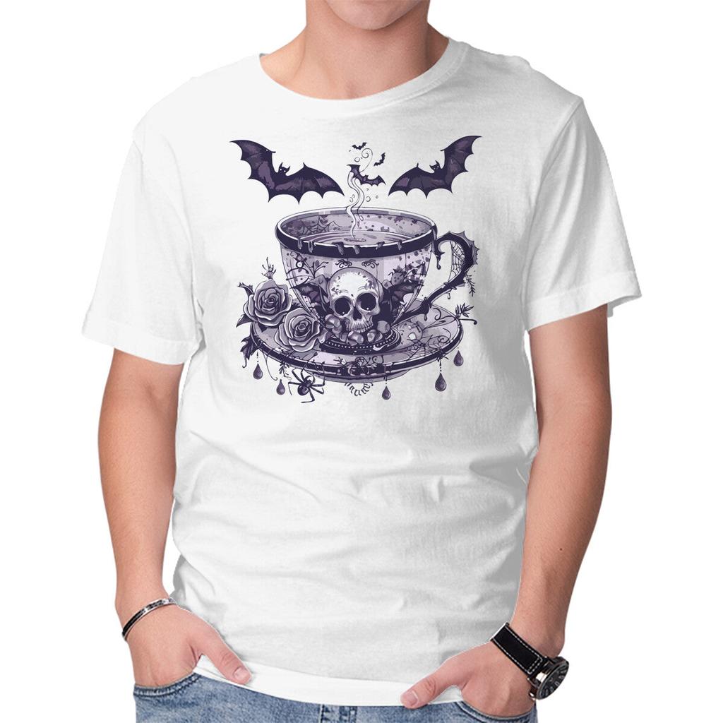 Unisex Crew Neck T-Shirt Coffee Goth Graphic Short Sleeve Casual Tee