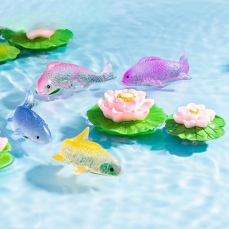 10Pcs/lot Multicolors Koi Fish Animal Miniatures Mini Figurine Fish Tank Fairy Garden Decoration Moss Terrarium Micro Landscape