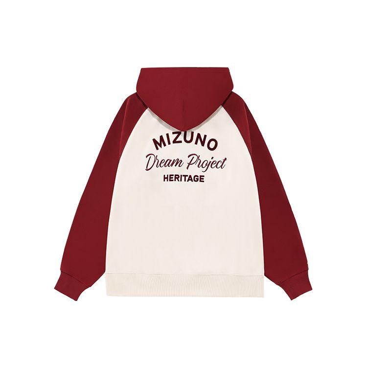 Mizuno Cny Series American Retro Color Block Dragon Embroidery Letter Logo Printed Hoodie Unisex Hoodies Nostalgic-White D2CC43H2