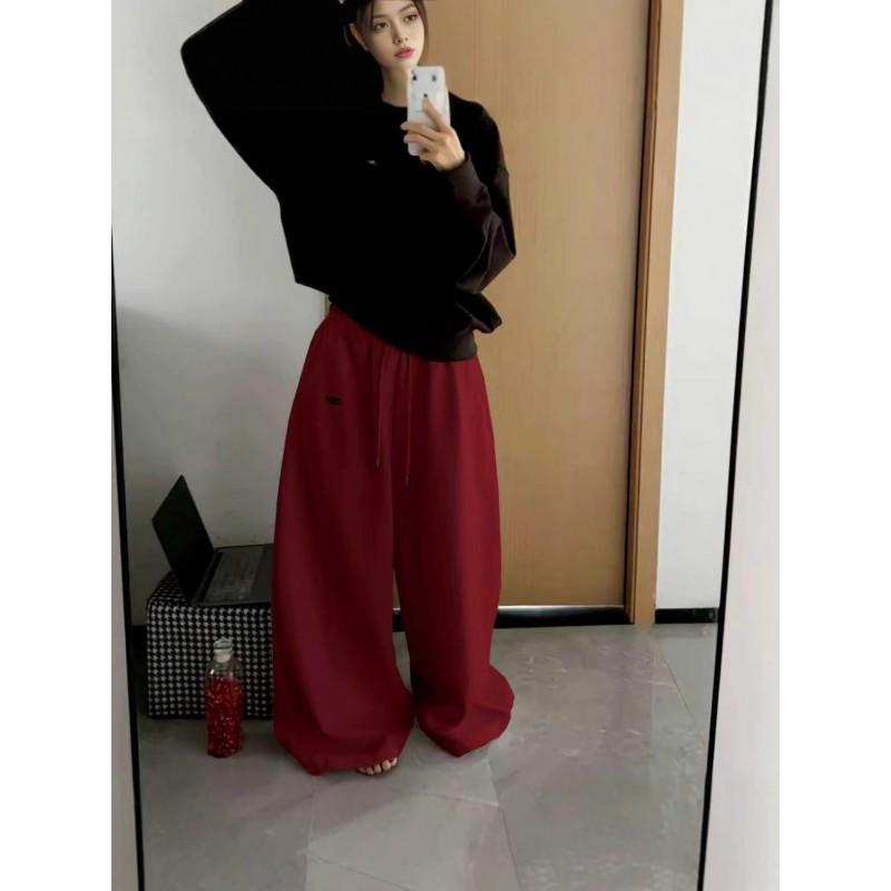 Womens Retro Loose Wide Leg Sweatpants Streetwear Hip Hop Casual Trousers