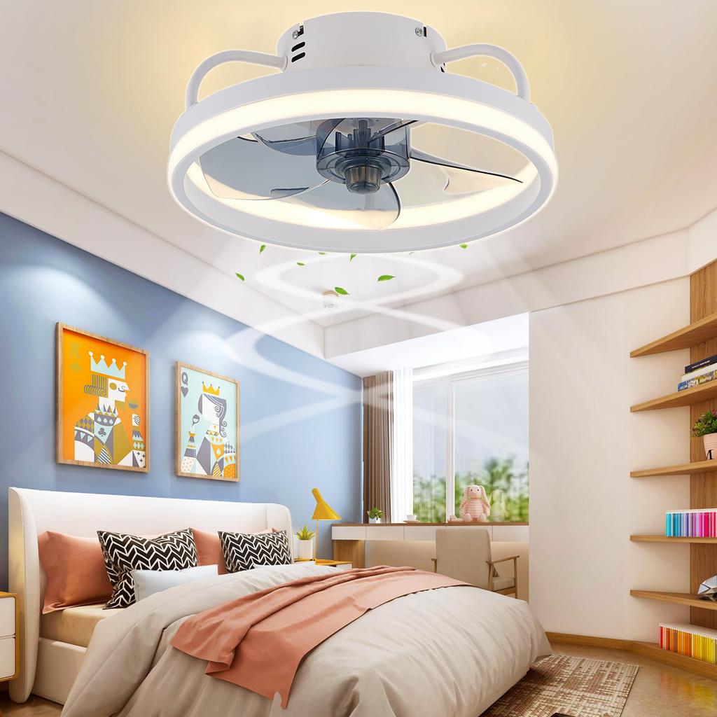 IRALAN Ceiling Fan with LED Light Home Decoration Electric Fan Mute Timer Ceiling Fan Lamp 55W Intelligent Remote Control