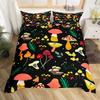 Red Mushroom Kawaii Comforter Set Twin Size Kids Bedding Set Botanical Plant Theme Print Quilt Bed Set for Boys Girls Adults