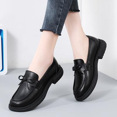 Лоферы из натуральной кожи для женщин на осень и зиму, новый стиль, с бантами для женщин, на универсальном плоском каблуке, ленивые туфли на одну ногу