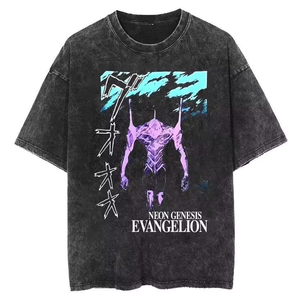 Футболка Neon Genesis Evangelion с принтом EVA Аниме Хлопок Короткий рукав Повседневная футболка для мужчин Женщин Фанатов Аниме Новая