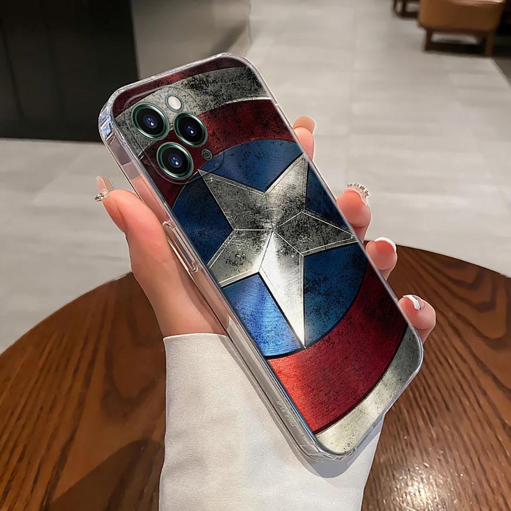 Marvel Капитан Америка США Железный Человек Халк Прозрачный Чехол для Телефона Для iPhone 17 Pro Max 17E 11 12 13 14 15 16 Pro Max Plus 17 Air 16E 7 X Чехол