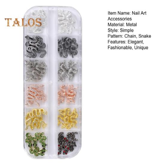 60Pcs/Box Snake Nail Charms with Rhinestones Elegant And Fashionable Nail Art Accessories for Women And Girls