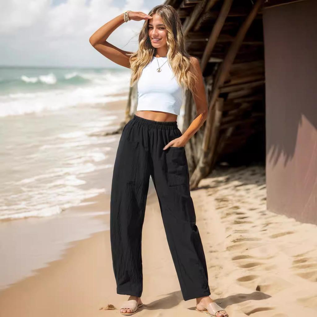 Женские повседневные брюки в праздничном стиле с эластичной резинкой на талии