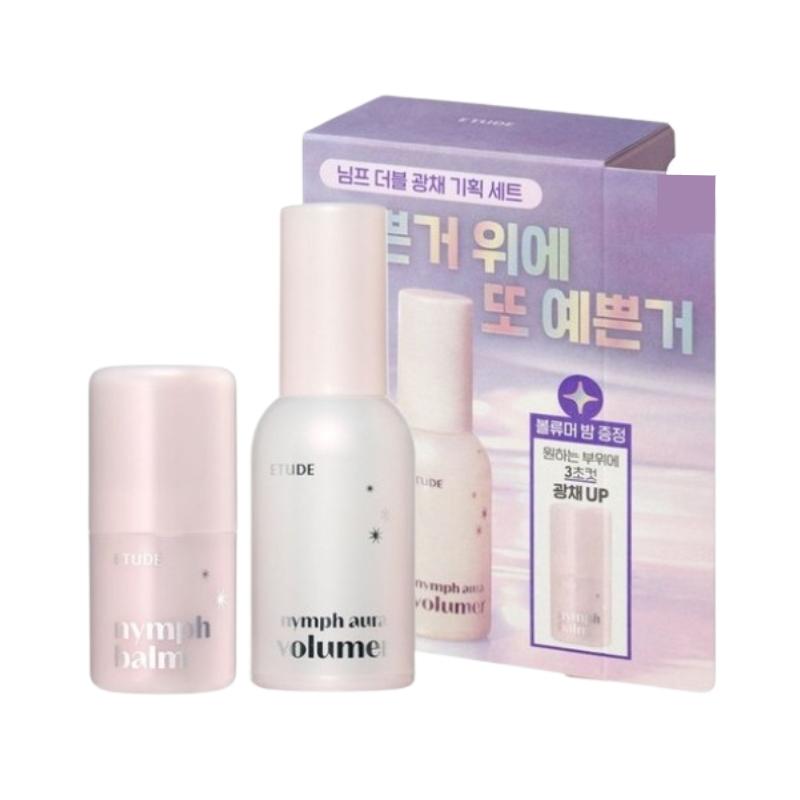 Etude Nymph Aura Volumer & Balm Set | Radiant Glow Makeup Booster with Hydrating Volumer & Multi-Use Balm