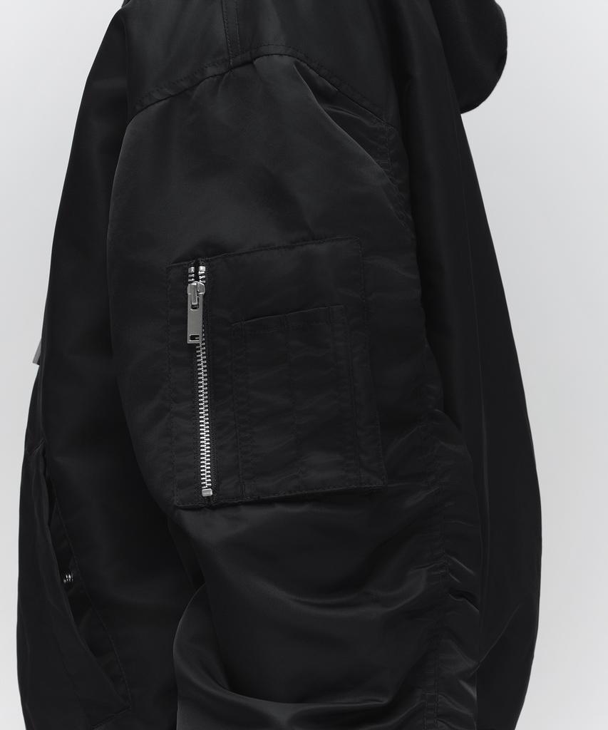 Musinsa Standard Oversized Detachable Hooded Ma-1 Bomber Jacket [Black]