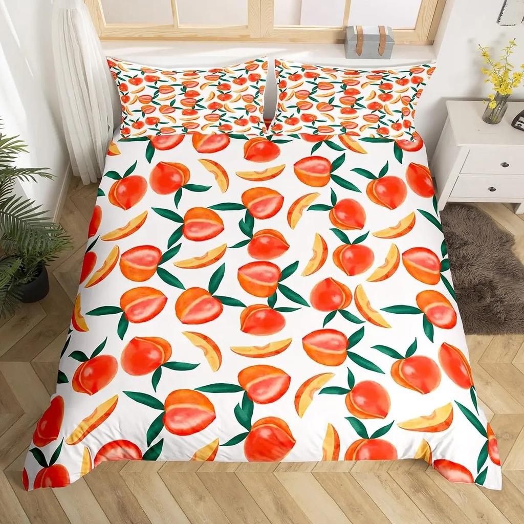 Fruits Duvet Cover Strawberry Banana Mango Lemon Pineapple Bedding Set Grapes Orange Comforter Cover,Summer Fruit Quilt Cover