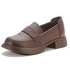 Women's Retro Loafers: Spring/Autumn Genuine Cowhide, Mid-Heel, Thick-Soled, Platform Leather Shoes