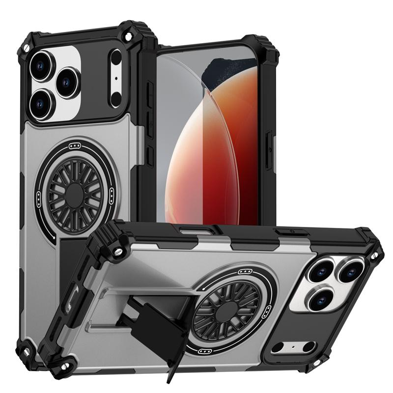 Роскошный усиленный бронированный чехол для IPhone 17 16 16e 15 14 13 12 Pro Max Магнитная беспроводная зарядка Противоударный держатель Защитная крышка